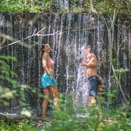 At a waterfall