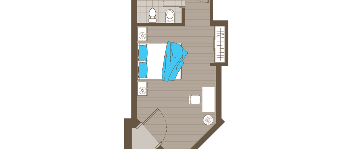 Room plan of the Mountain Room without the bed couch