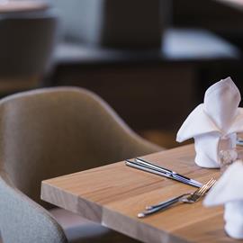 A table in one of the dining rooms