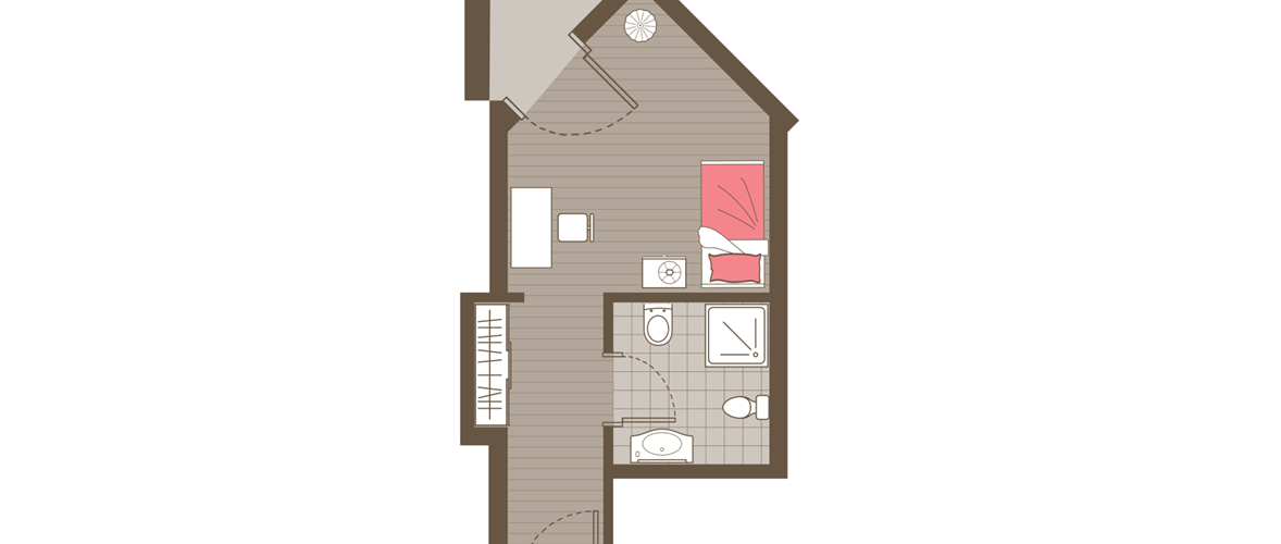 Room plan of the Single Room with balcony